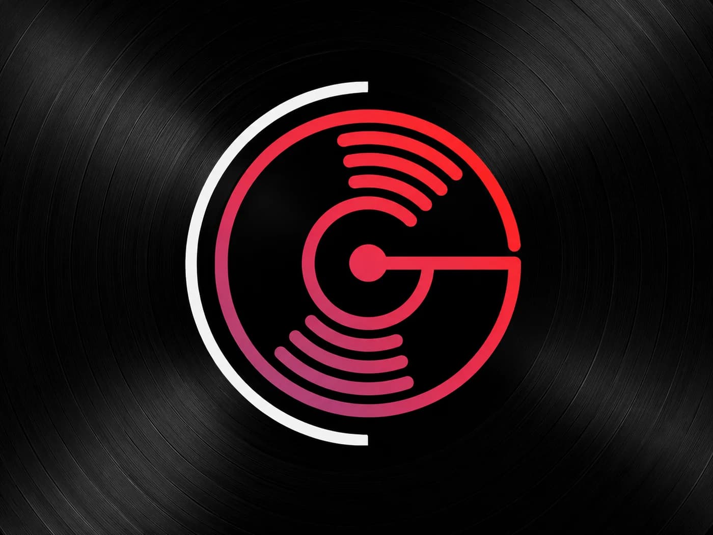 Planeta DJ Venezuela — emblema de un disco de vinilo con las ondas de sonido en rojo sobre los surcos del acetato, imagen de identidad del canal