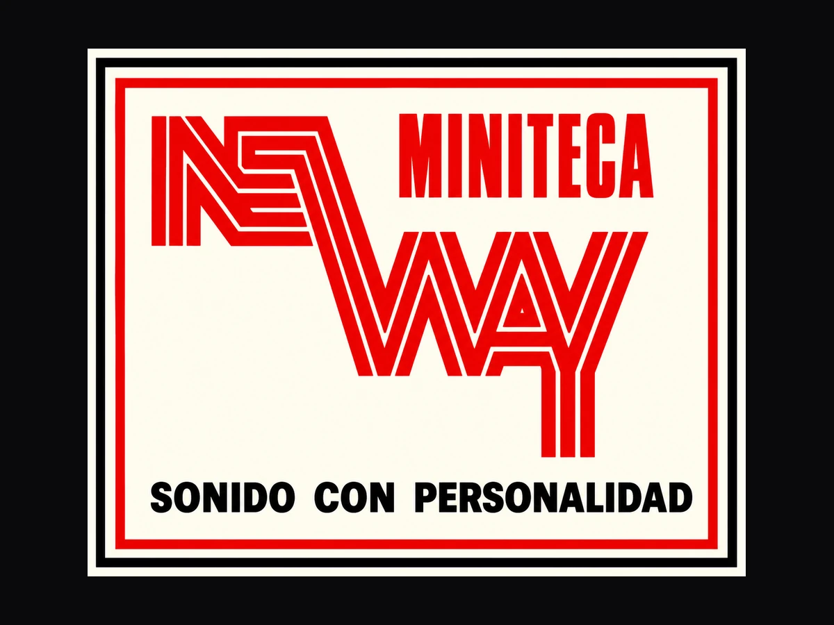 Miniteca New Way — original logo in red on a light background with the motto “Sonido con personalidad”